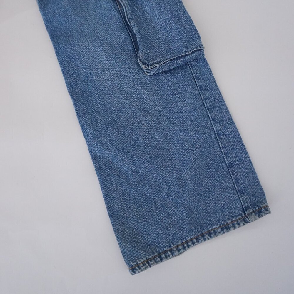 Dynamite Heidi Blue Cargo Pocket Wide Leg Jeans Utility Denim Streetwear 31 - Picture 5 of 14
